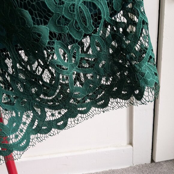Midi Length Green Lace Dress Size Medium - Picture 4 of 10